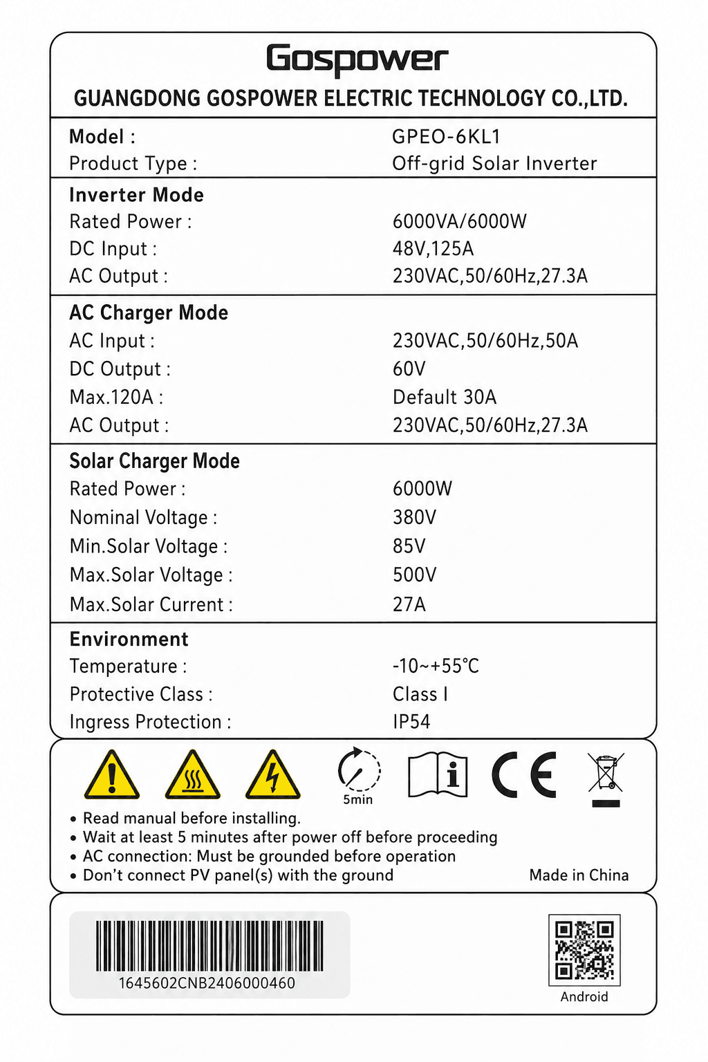 Specification 2