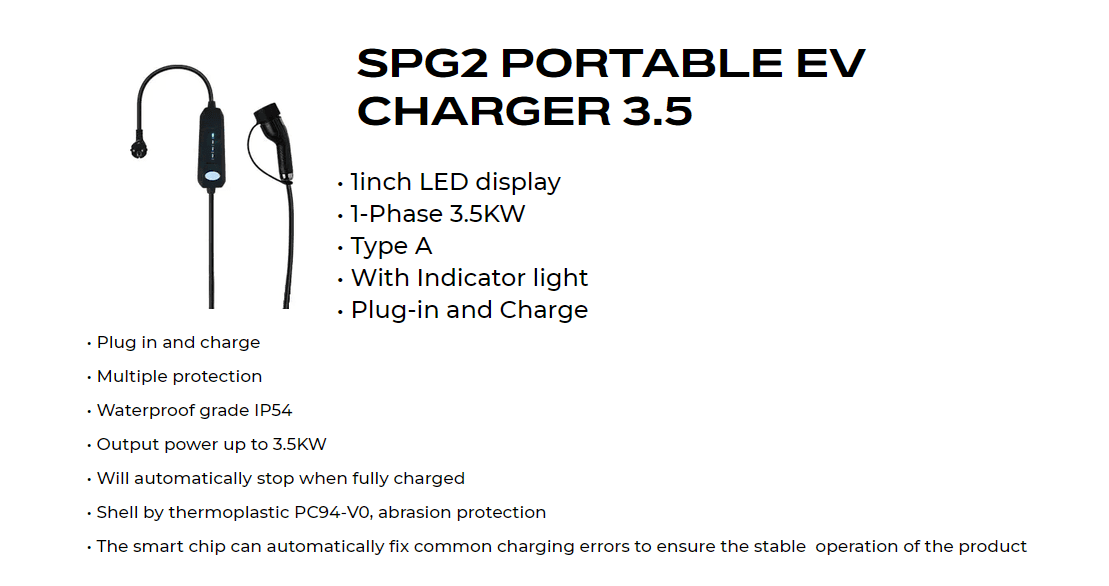 SPG2 Portable EV Charger 3.5 1